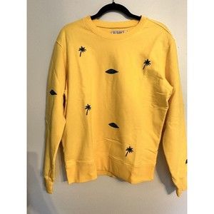 NWT Sandrine Rose By Free People Oversized Crew Neck Yellow Eye/Palm Sweatshirt
